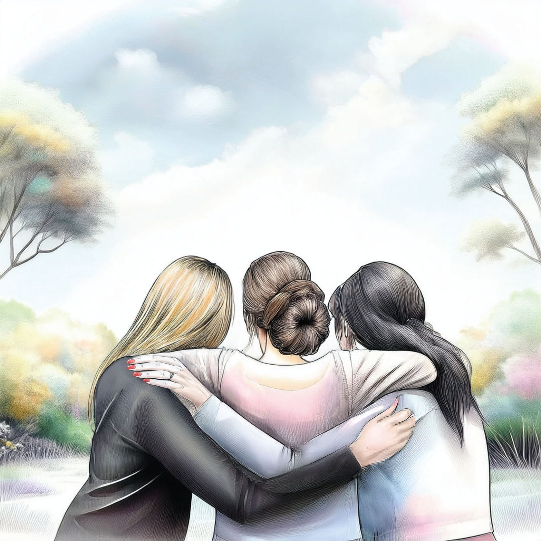 Women supporting one another in a hug