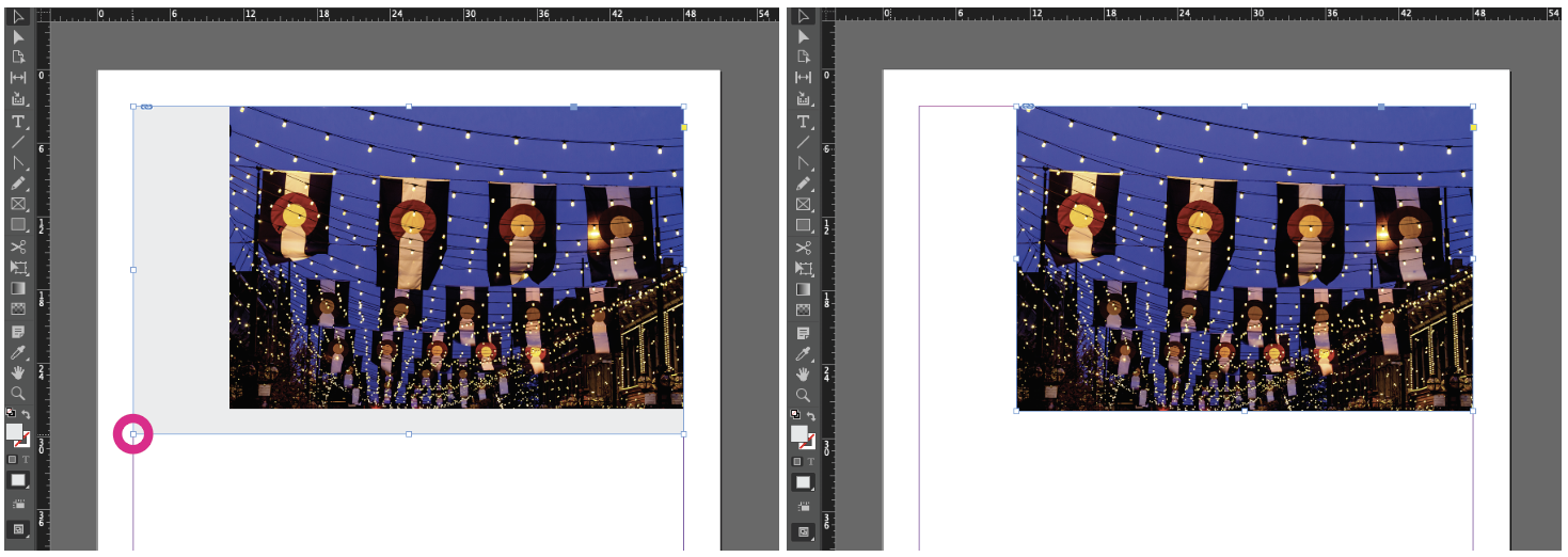 Screen capture of Indesign page showing how to fit frame to size