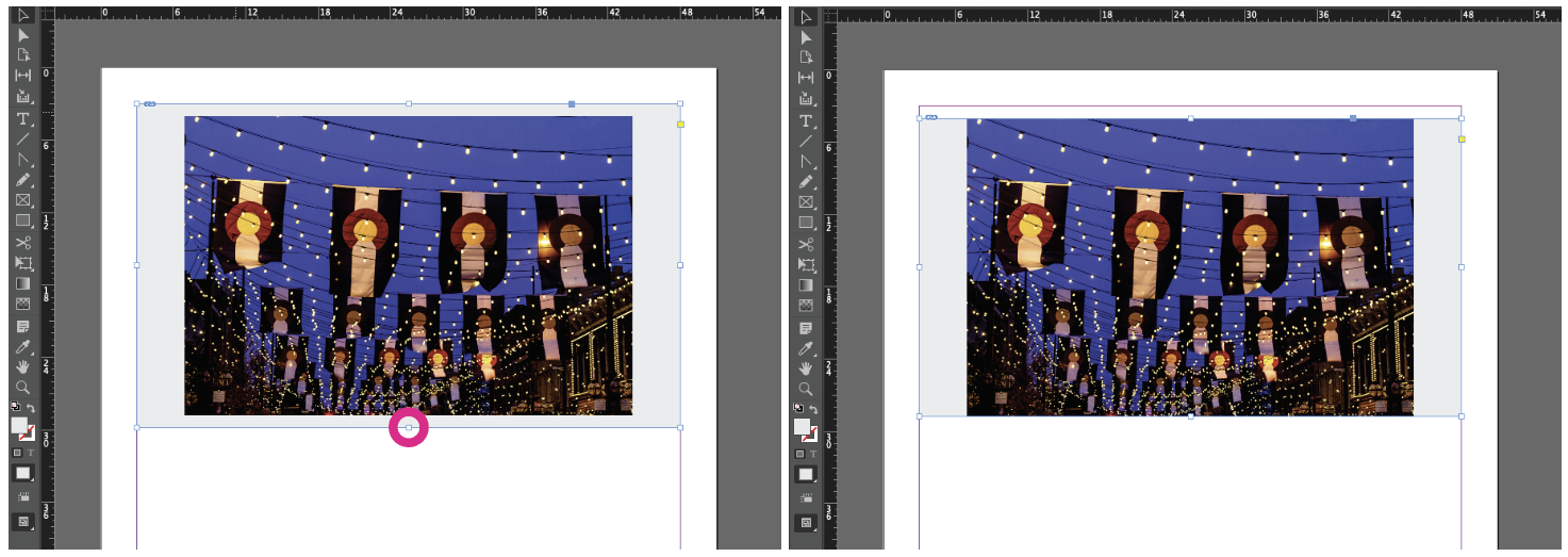 Screen capture of Indesign page showing how to fit frame to size